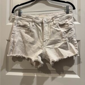Kut from the Kloth White Frayed Hem Denim Shorts | size 6